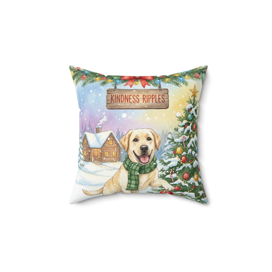 Fun Yellow Lab Christmas Pillow – Holiday Tree & Outdoor Fun Decorative Throw Pillow