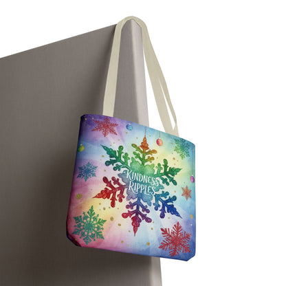 Kindness Ripples Winter Snowflake Tote Bag Colorful Kindness