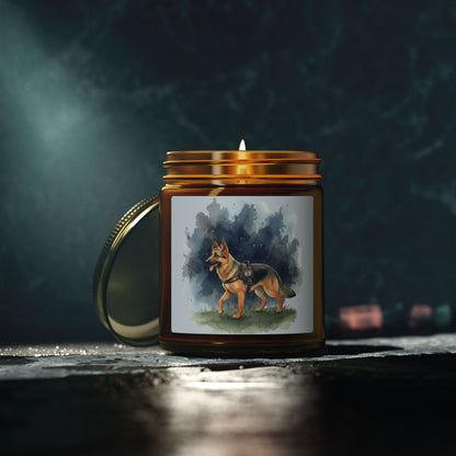 German Shepherd Scented Candle — Coconut Apricot Wax (4oz & 9oz)