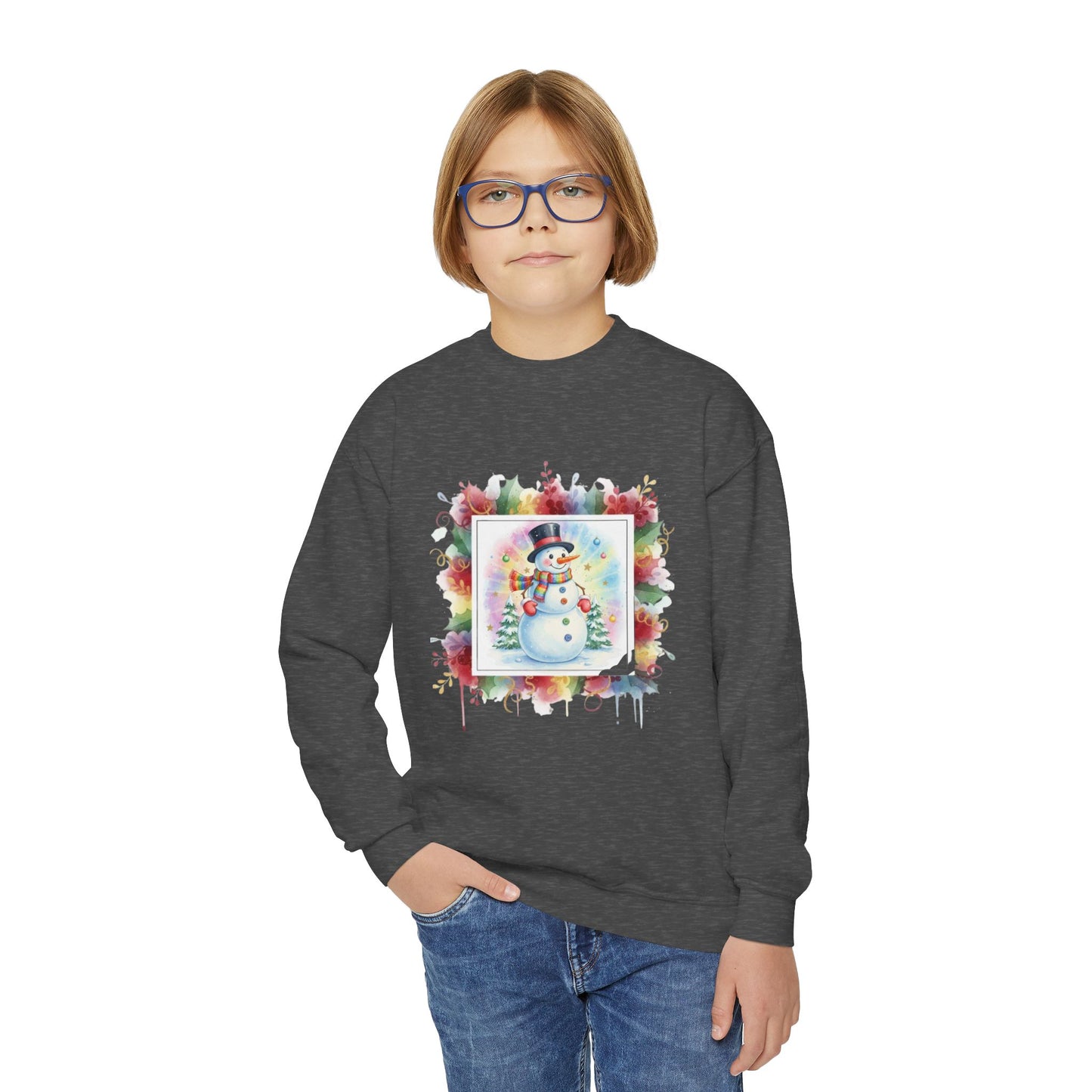Snowman Youth Crewneck Sweatshirt - Cozy Holiday Apparel