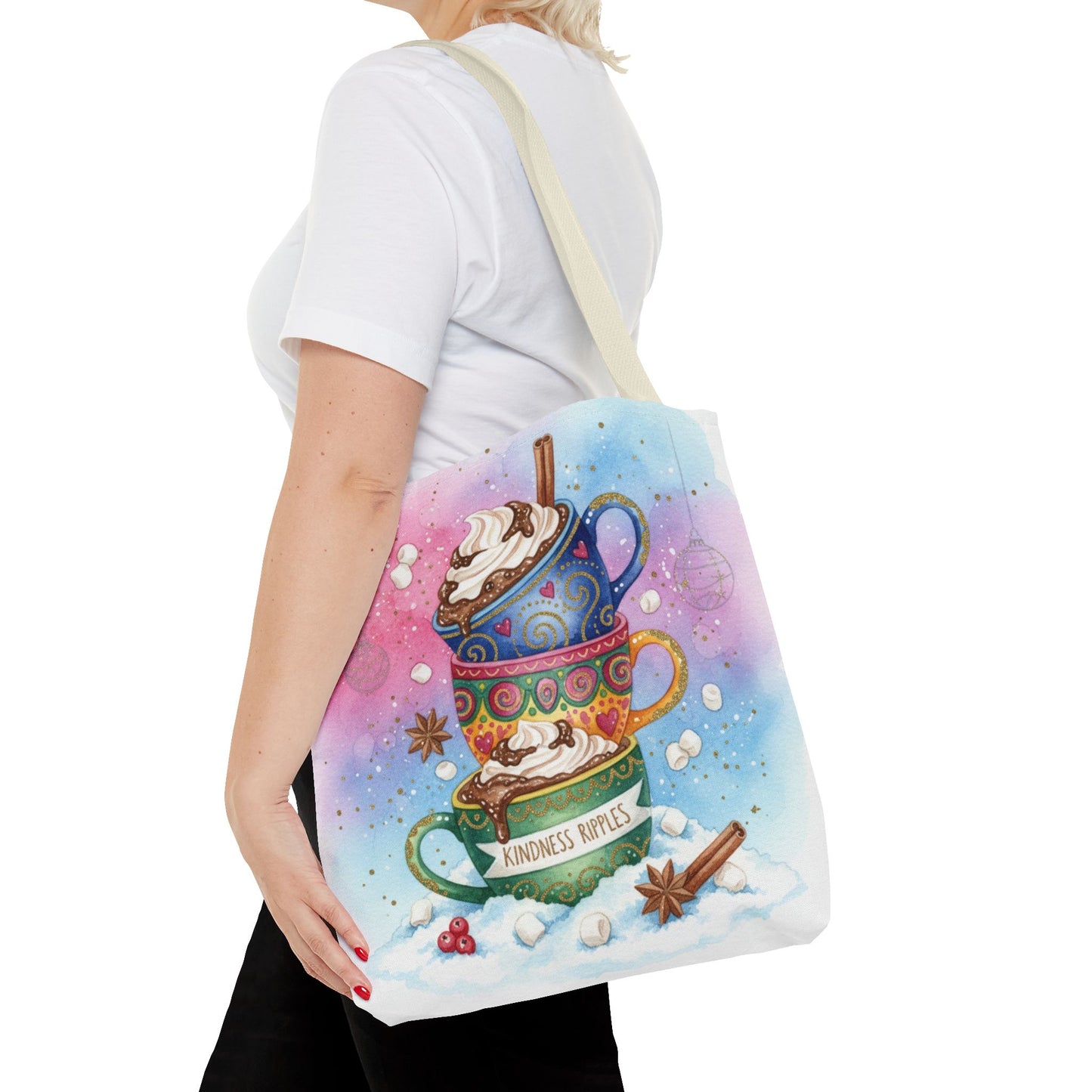 Colorful Hot Cocoa Tote Bag – Festive Winter Vibes