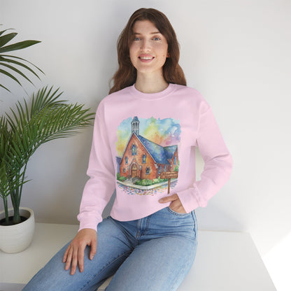 Colorful Church Watercolor Sweatshirt - Homage to the St. William Community
