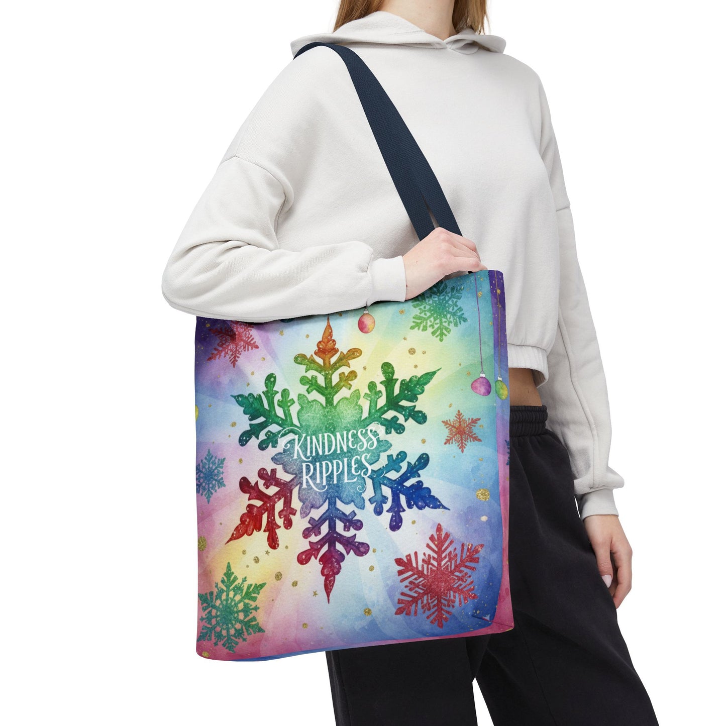 Kindness Ripples Winter Snowflake Tote Bag Colorful Kindness