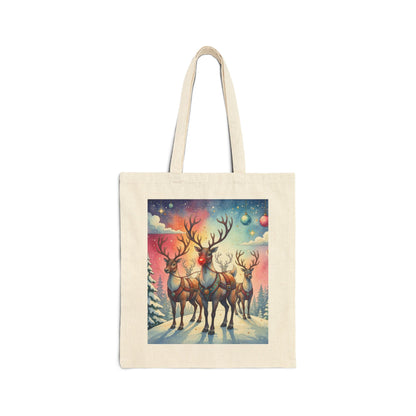 Reindeer Holiday Canvas Tote Bag