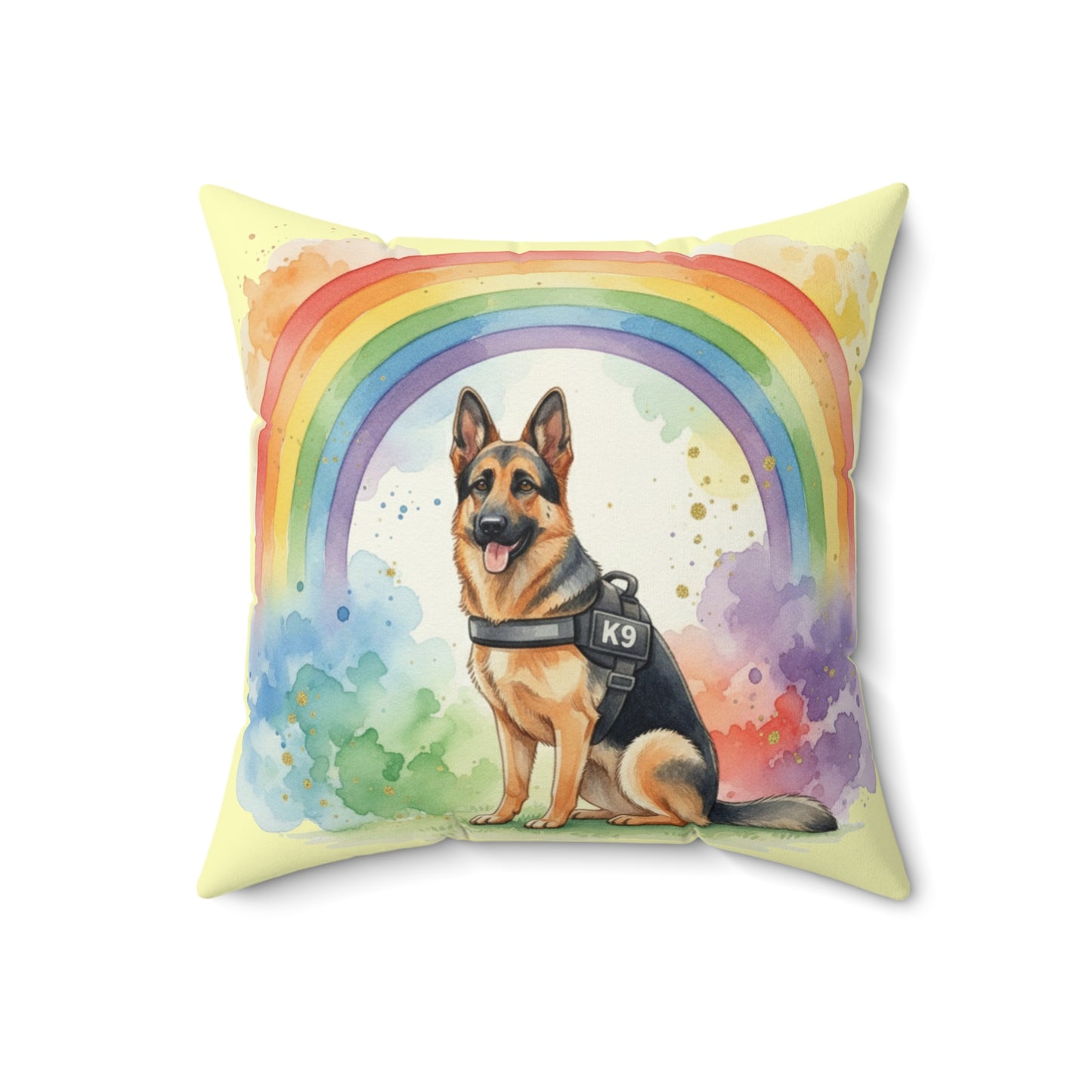 German Shepherd Rainbow Pillow — K9 Service Dog Decorative Throw Pillow