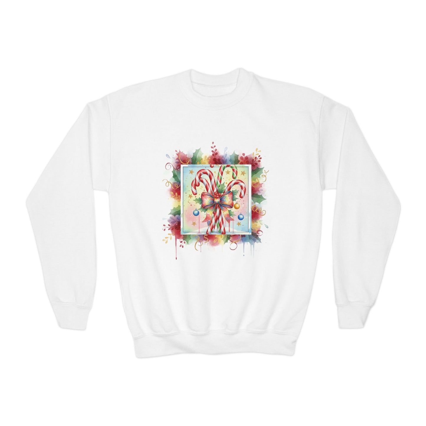 Candy Cane Youth Crewneck Sweatshirt - Festive Holiday Apparel