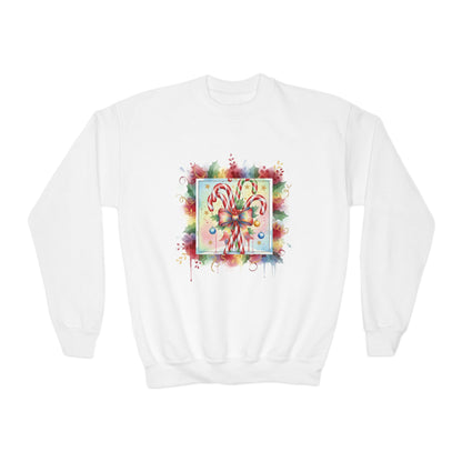 Candy Cane Youth Crewneck Sweatshirt - Festive Holiday Apparel