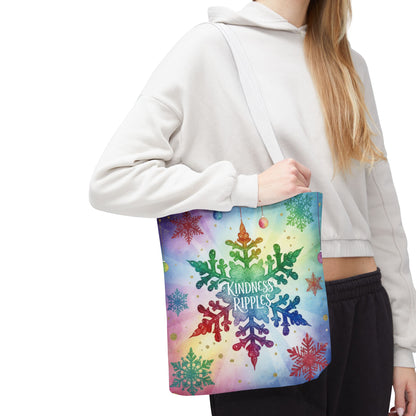 Kindness Ripples Winter Snowflake Tote Bag Colorful Kindness