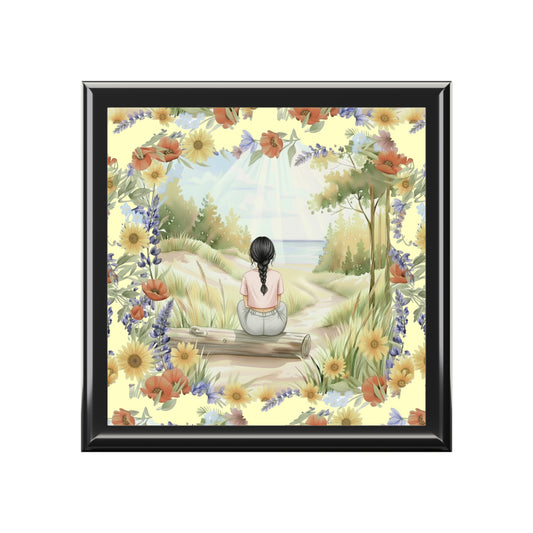 The Ellie- Peace in Nature Jewelry Box with Floral Design for Treasure Storage