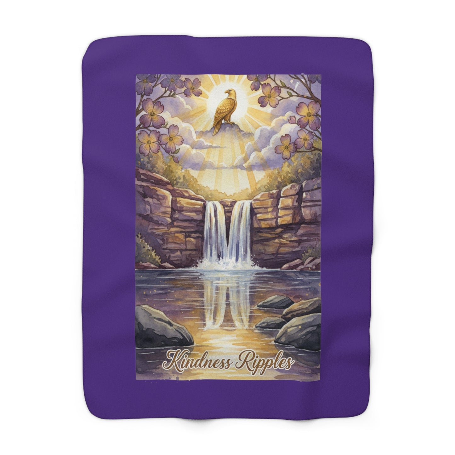 TN Waterfalls Sherpa Fleece Kindness Ripples Blanket - Cozy Floral Throw for Comfort and Inspiration, Cookeville, TN, Dogwoods, Eagle, Waterfalls
