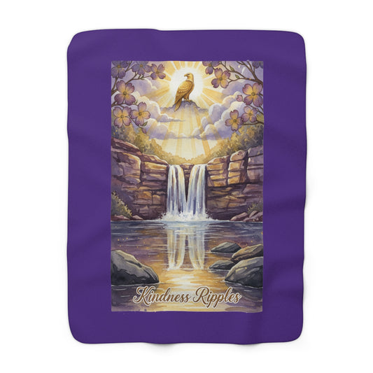 TN Waterfalls Sherpa Fleece Kindness Ripples Blanket - Cozy Floral Throw for Comfort and Inspiration, Cookeville, TN, Dogwoods, Eagle, Waterfalls