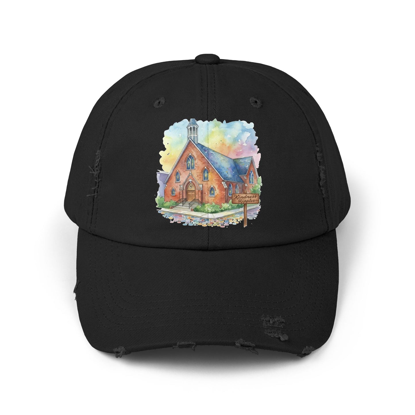 Distressed Cap with Watercolor Church Illustration -- Pays Homage to the Amazing St. William Community