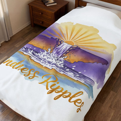 White Kindness Ripples Velveteen Plush Blanket - Cozy Statement Throw for Comfort & Warmth, Cookeville, TN, Waterfall Capital of the World