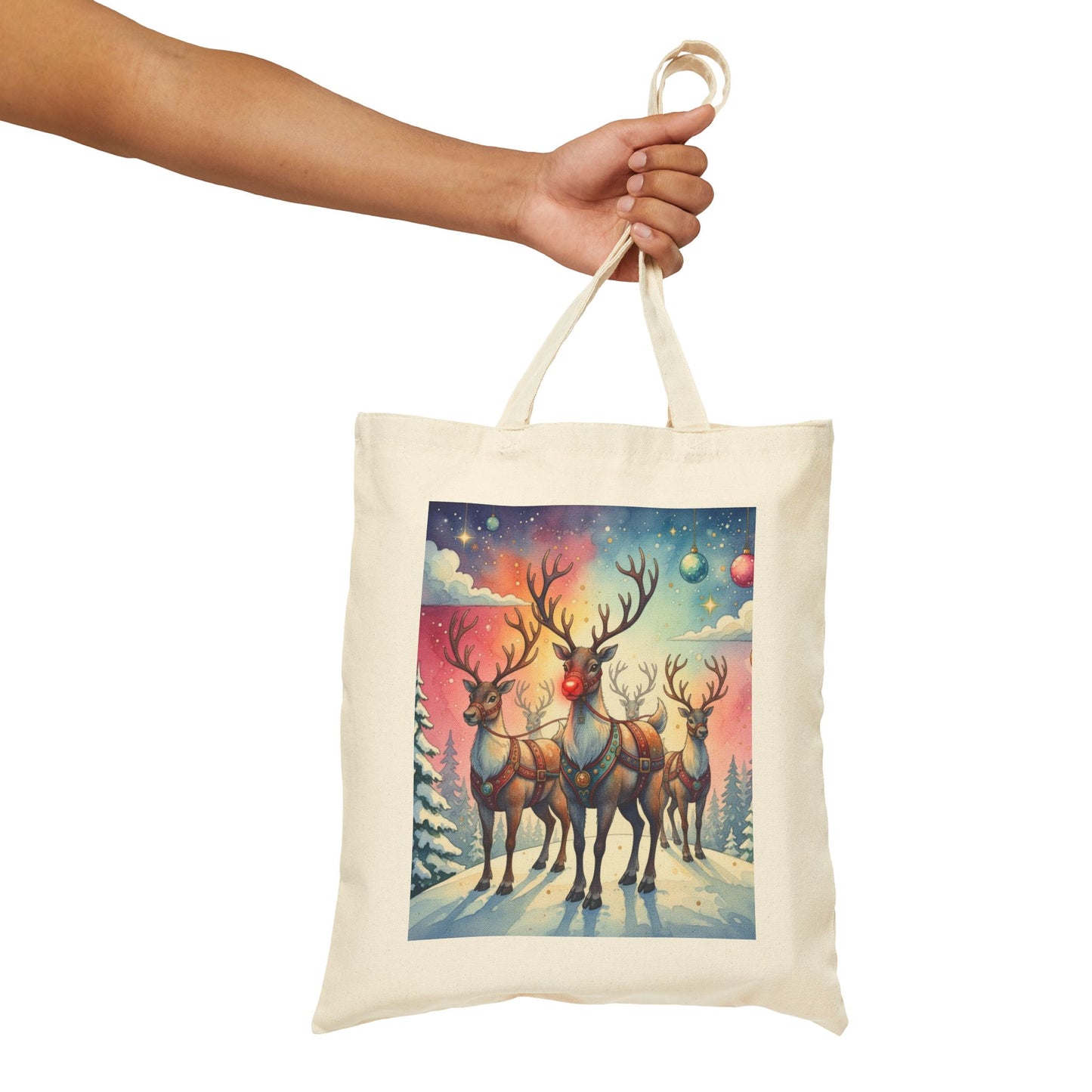 Reindeer Holiday Canvas Tote Bag