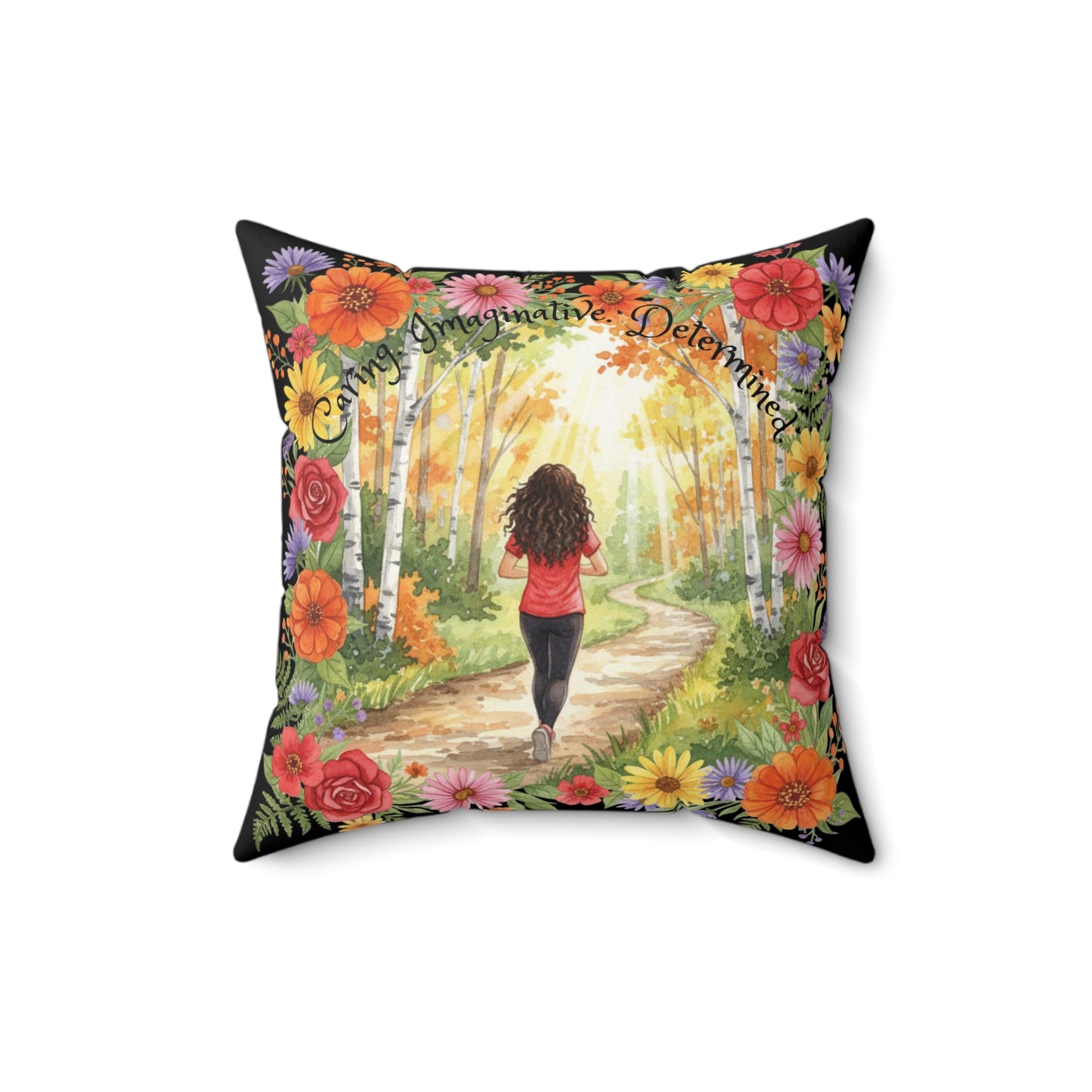 The Roxanne - Inspirational Floral Throw Pillow - "Determined and Capable"