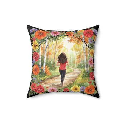 The Roxanne - Inspirational Floral Throw Pillow - "Determined and Capable"