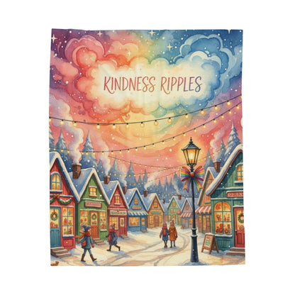 Kindness Ripples Velveteen Plush Blanket - Cozy Holiday Decor