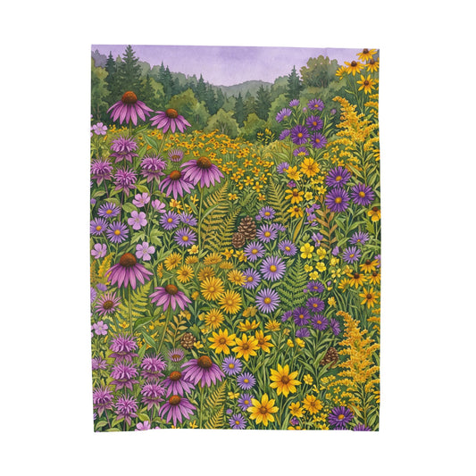 Wildflower Meadow Velveteen Plush Blanket — Cozy Floral Throw for Nature Lovers