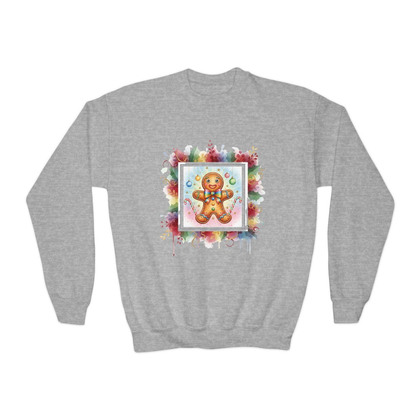Cute Gingerbread Youth Crewneck Sweatshirt for Holiday Cheer