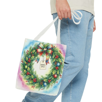 Holiday Wreath Tote Bag - Perfect for Christmas and Winter Celebrations