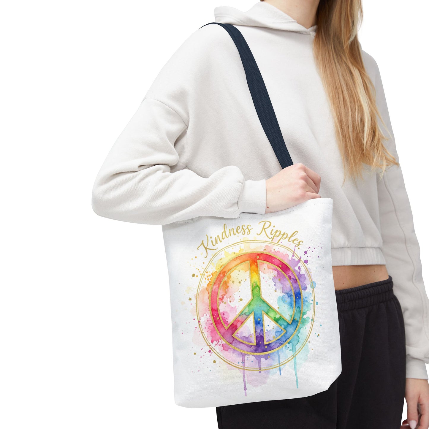Colorful Peace Symbol Tote Bag | Kindness Ripples Design