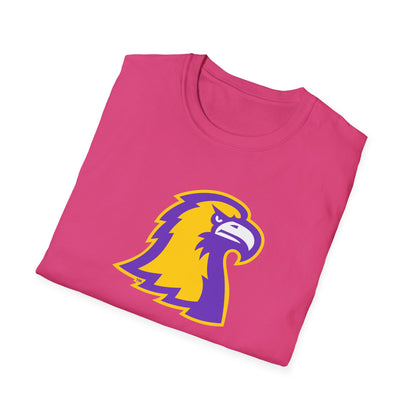Eagle Head Graphic T-Shirt — Purple & Gold Sports Logo Tee
