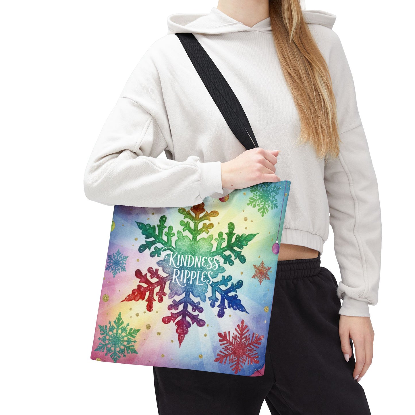 Kindness Ripples Winter Snowflake Tote Bag Colorful Kindness