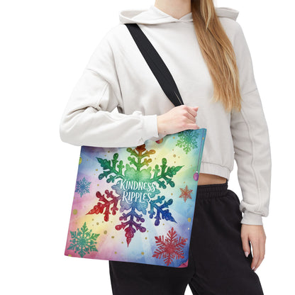 Kindness Ripples Winter Snowflake Tote Bag Colorful Kindness