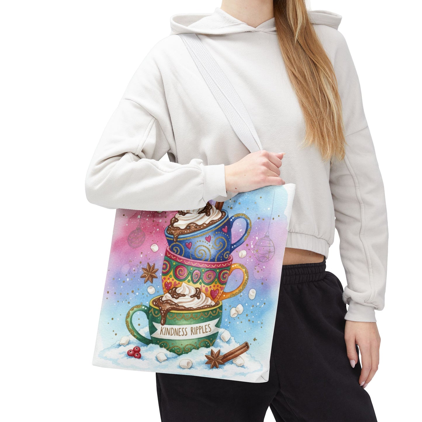 Colorful Hot Cocoa Tote Bag – Festive Winter Vibes