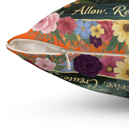 The Amanda - Serene Floral Throw Pillow - 'Allow, Receive, Create' Design