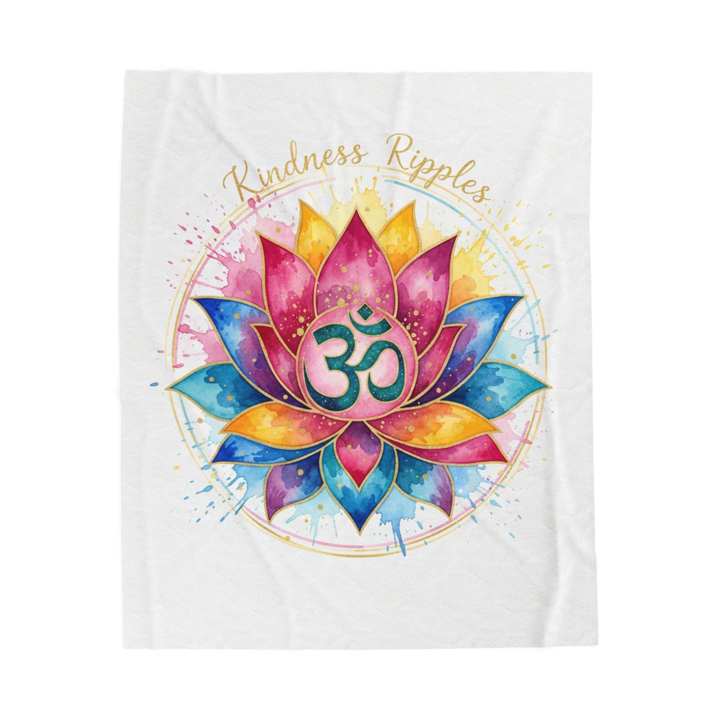 Colorful Lotus Kindness Ripples Velveteen Plush Blanket