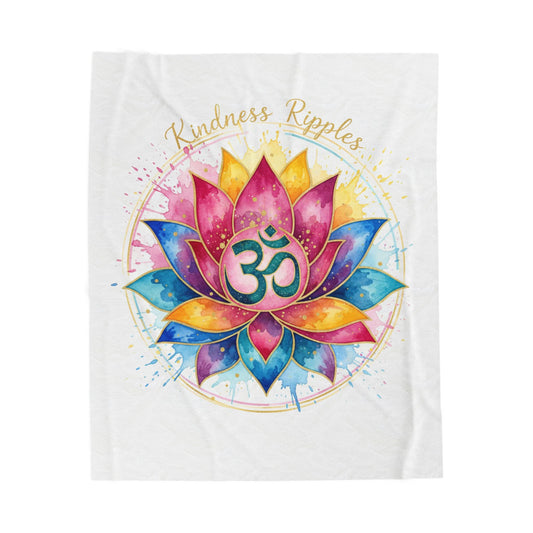 Colorful Lotus Kindness Ripples Velveteen Plush Blanket