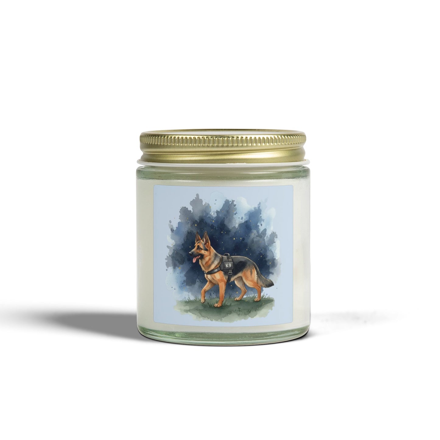 German Shepherd Scented Candle — Coconut Apricot Wax (4oz & 9oz)