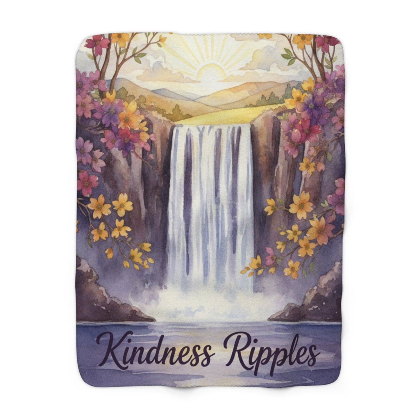 Sherpa Fleece Kindness Ripples Blanket - Cozy Floral Throw for Comfort and Inspiration, Cookeville, TN, Dogwoods, Waterfalls