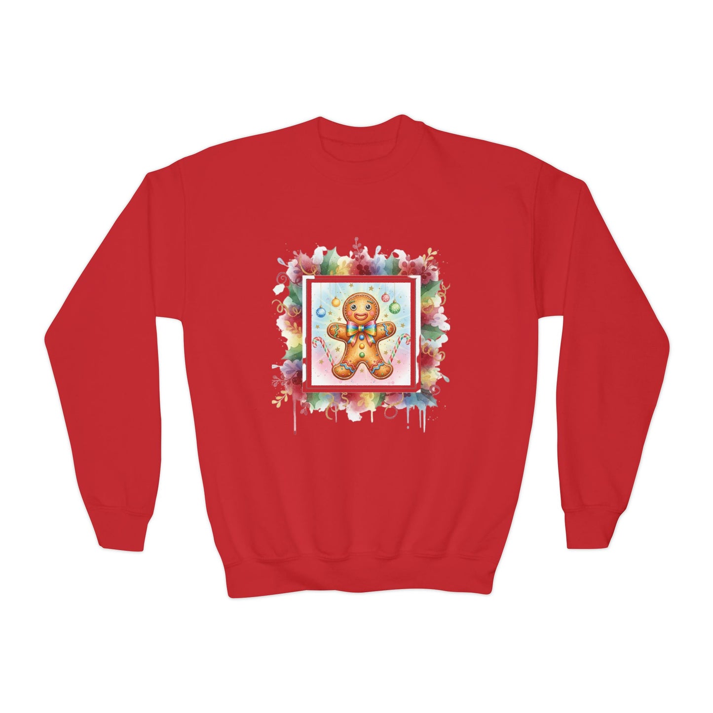 Cute Gingerbread Youth Crewneck Sweatshirt for Holiday Cheer