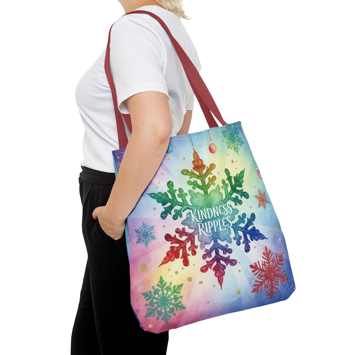 Kindness Ripples Winter Snowflake Tote Bag Colorful Kindness