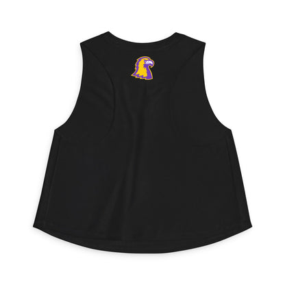 Women's Crop Top - TTU Yellow & Purple Logo Athletic Tank (Front & Back Mascot)