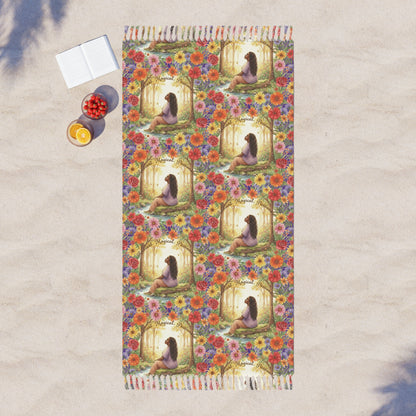 The Shantel - Boho Beach Towel - Floral and Serene Design for Relaxation