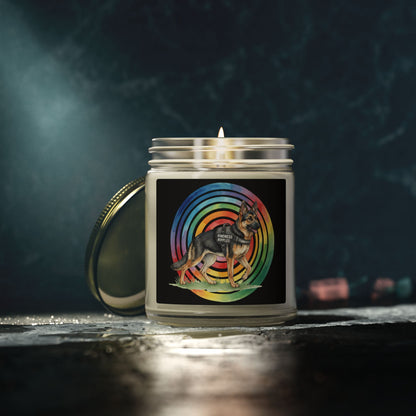 Coconut Apricot Scented Candle — Rainbow German Shepherd 4oz/9oz