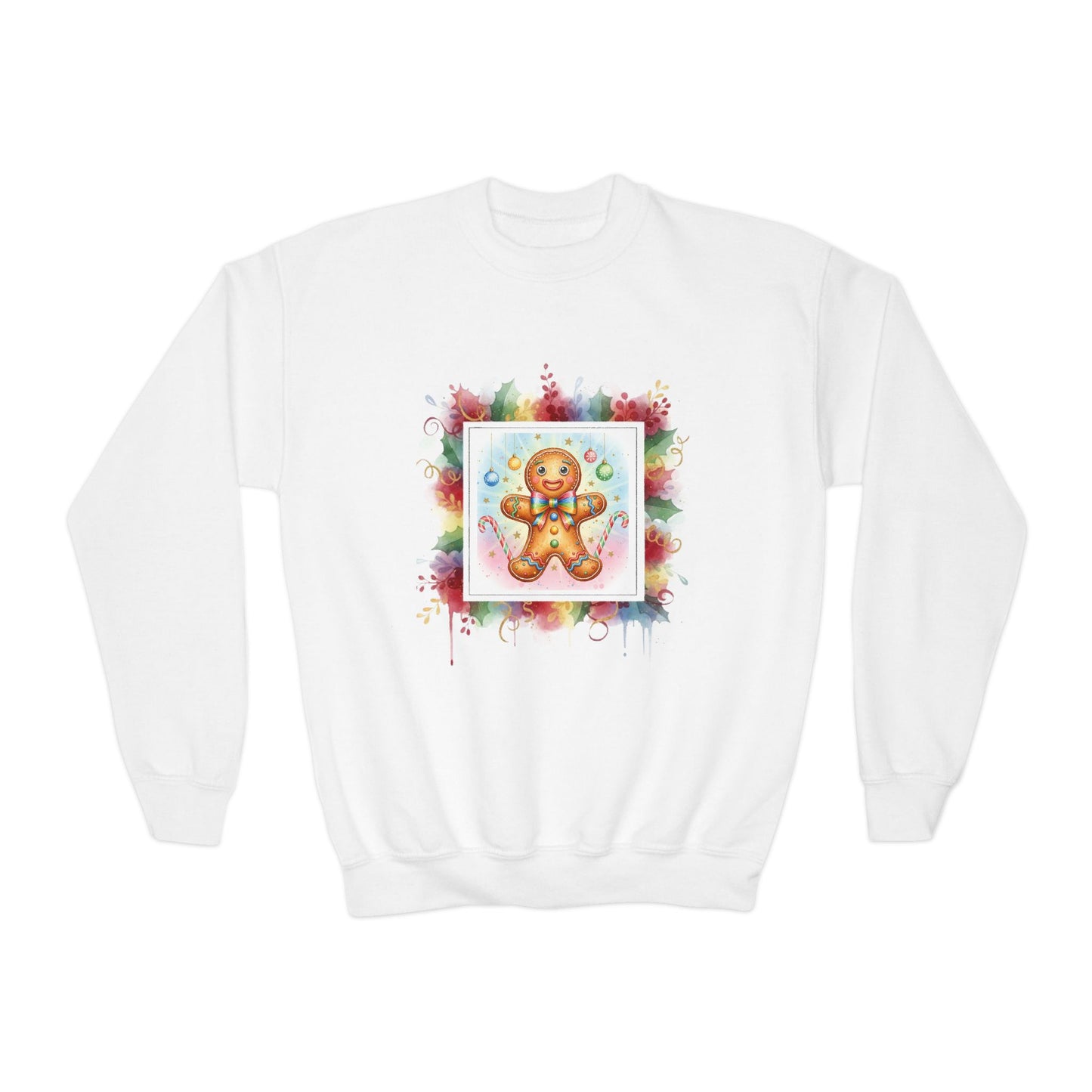 Cute Gingerbread Youth Crewneck Sweatshirt for Holiday Cheer