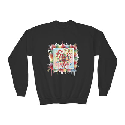 Candy Cane Youth Crewneck Sweatshirt - Festive Holiday Apparel