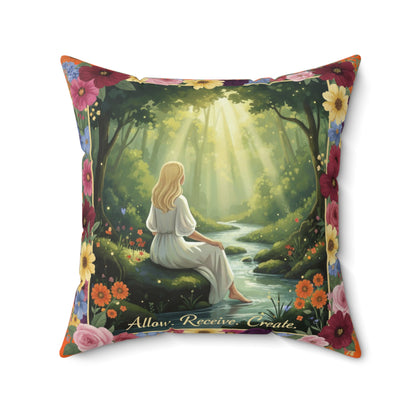The Amanda - Serene Floral Throw Pillow - 'Allow, Receive, Create' Design