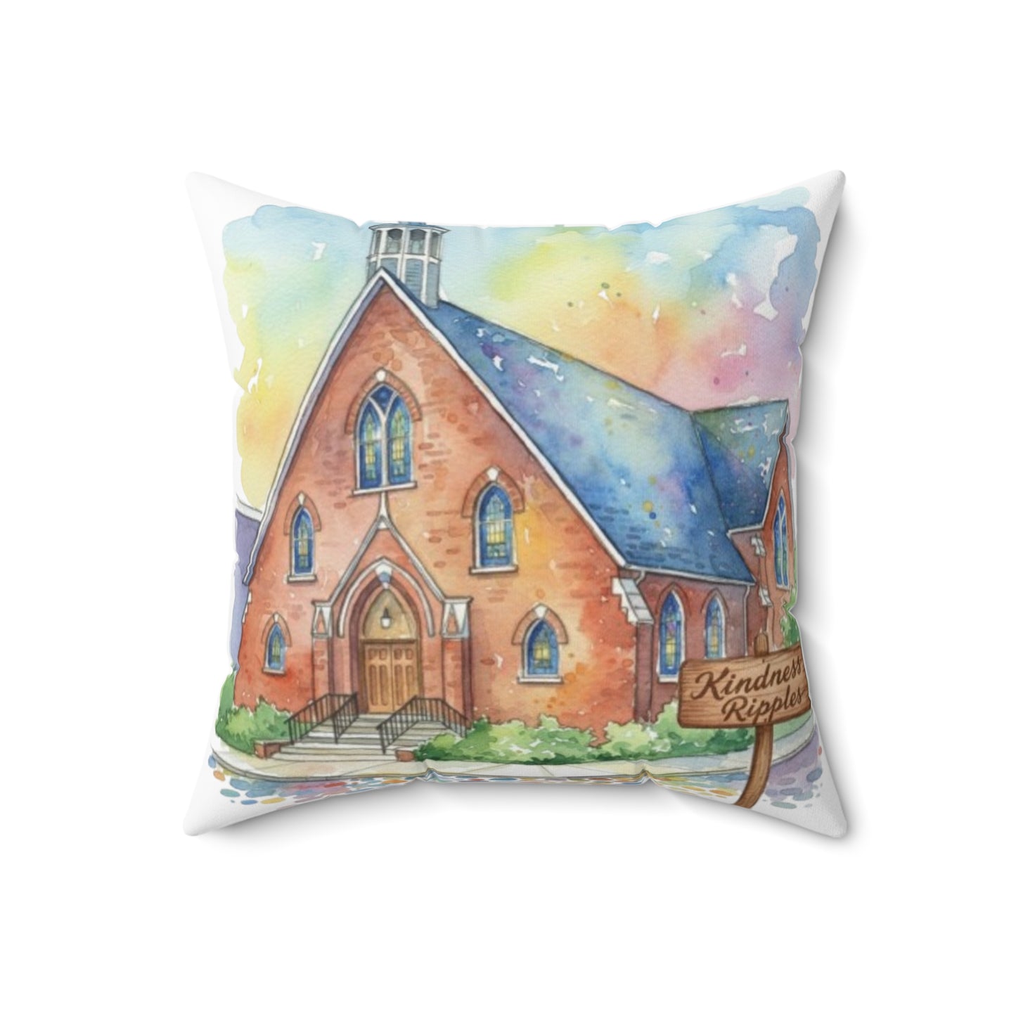 Watercolor Church Square Pillow - Home Decor - Paying Homage to our beautiful St. William Community