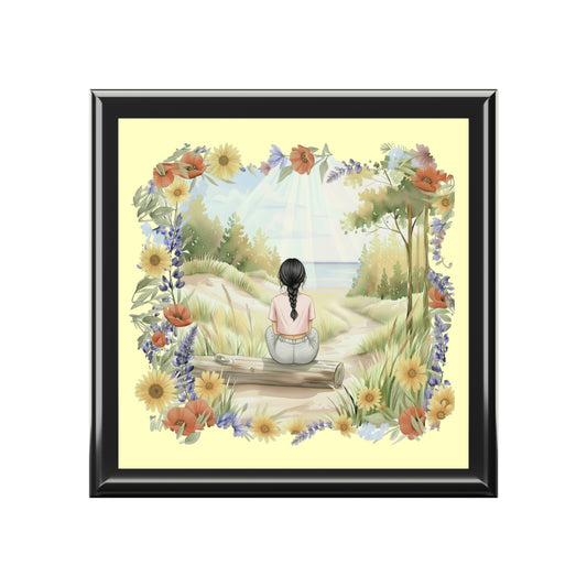 The Ellie- Peace in Nature Jewelry Box with Floral Design for Treasure Storage