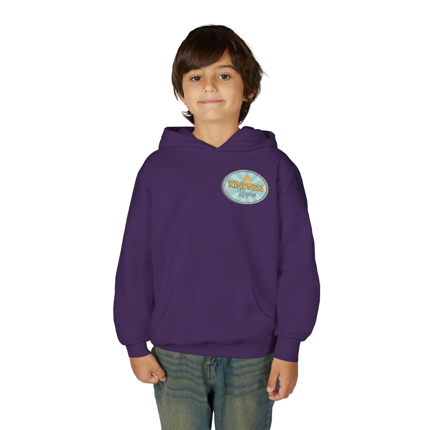 Youth Hooded Sweatshirt - Kindness & Good Energy, Cozy Gift, Throwback, Sunshine Vibes, Kids Apparel, Spring & Summer Fashion