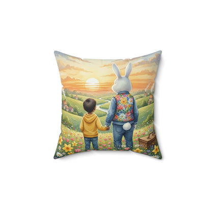 Sunset Field Companions: Watercolor Spring Memory Pillow