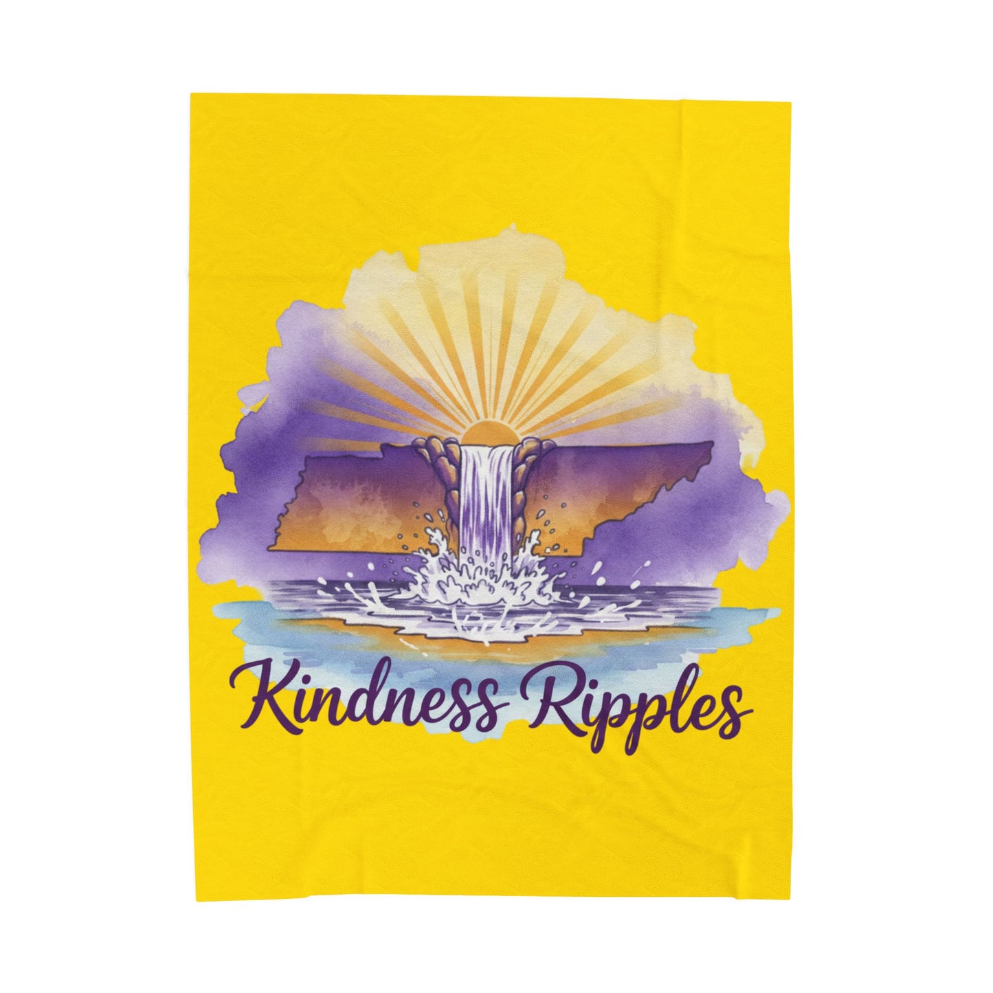 Gold Kindness Ripples Velveteen Plush Blanket - Cozy Throw for Relaxation and Comfort, Cookeville, TN, Waterfall Capital of the World