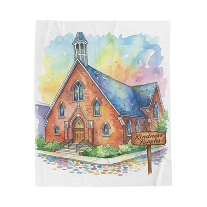 Kindness Ripples Velveteen Plush Blanket - Cozy Church Design Throw - Homage to the St. William community