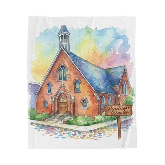 Kindness Ripples Velveteen Plush Blanket - Cozy Church Design Throw - Homage to the St. William community