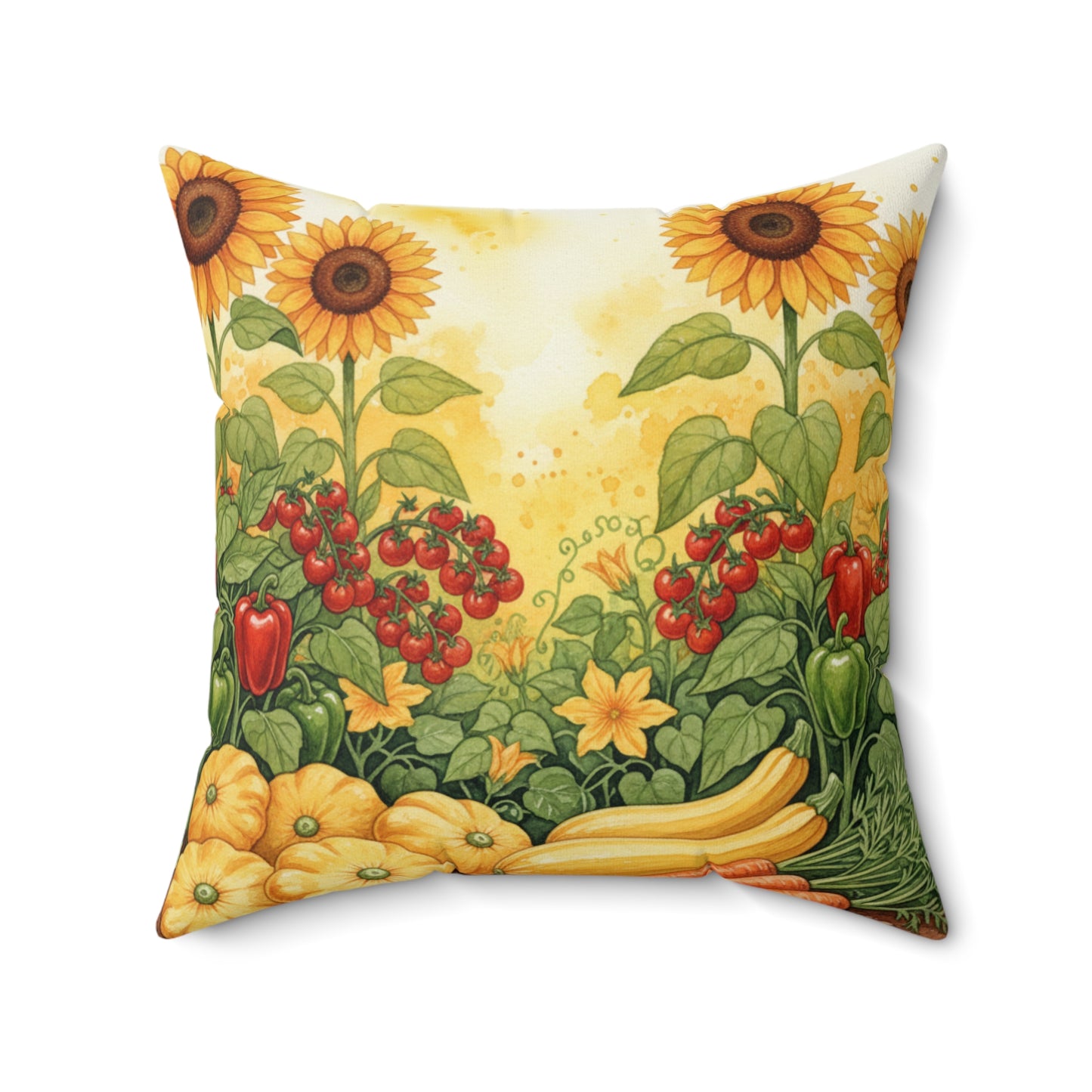 Golden Harvest Garden: Watercolor Vegetable Bounty Pillow